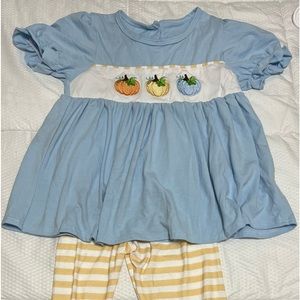 Pumpkin 2 piece ruffle pants set